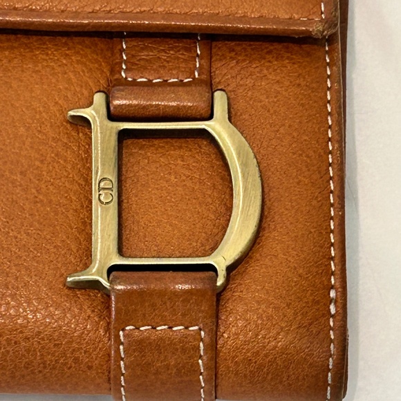 DIOR AUTHENTIC WALLET BILLFOLD Hardware Brown Coin Snap Unisex Vintage - Picture 2 of 8